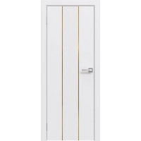 Дверь межкомнатная Эмаль Line-4 (Белый/ Золотой молдинг)